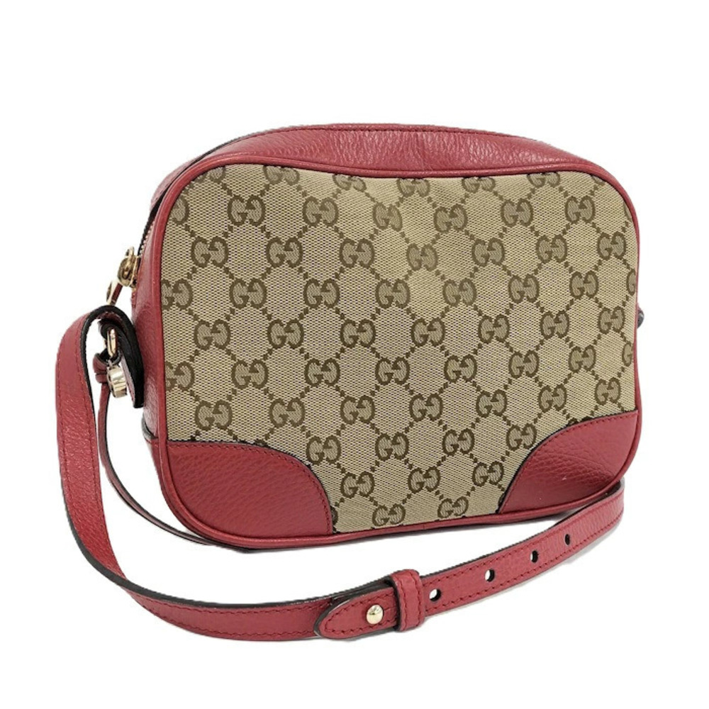 Gucci Bree messenger bag beige canvas red leather